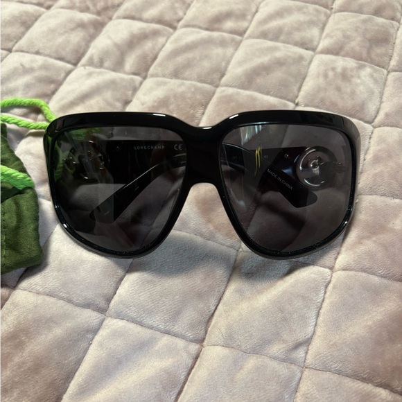 Longchamp Y2K Style Wrap Around Black Women's Sunglasses - Picture 1 of 5